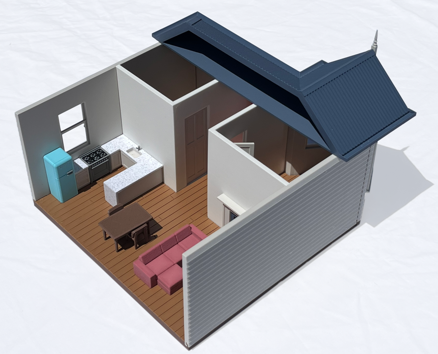 Colonial Villa Style Doll House With Modern Furniture