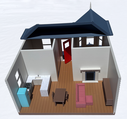 Colonial Villa Style Doll House With Modern Furniture